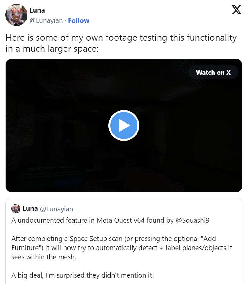 Quest 3 v64更新为空间环境识别能力有大提升