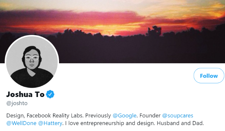 谷歌AR/VR主管Joshua To离职加盟Facebook Reality Labs