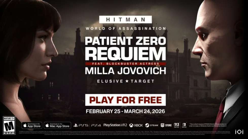 游戏《杀手：暗杀世界》推出限时任务，主演由米拉·乔沃维奇担任