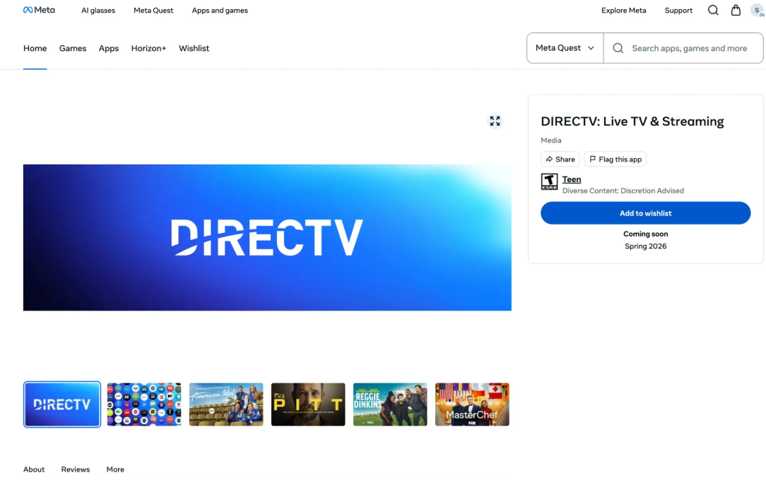 最新资讯DIRECTV计划推出Meta Quest直播电视流媒体应用
