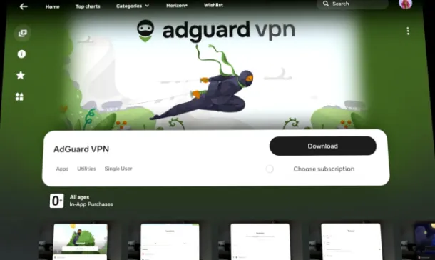 最新资讯AdGuard VPN推出Meta Quest原生独立应用，实现系统级VR全流量防护