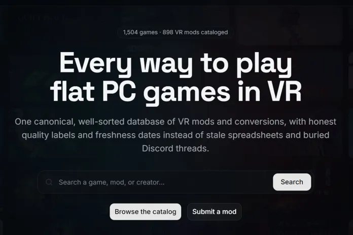 最新资讯一站式VR模组索引平台PC VR Central上线，整合分散PC游戏适配资源