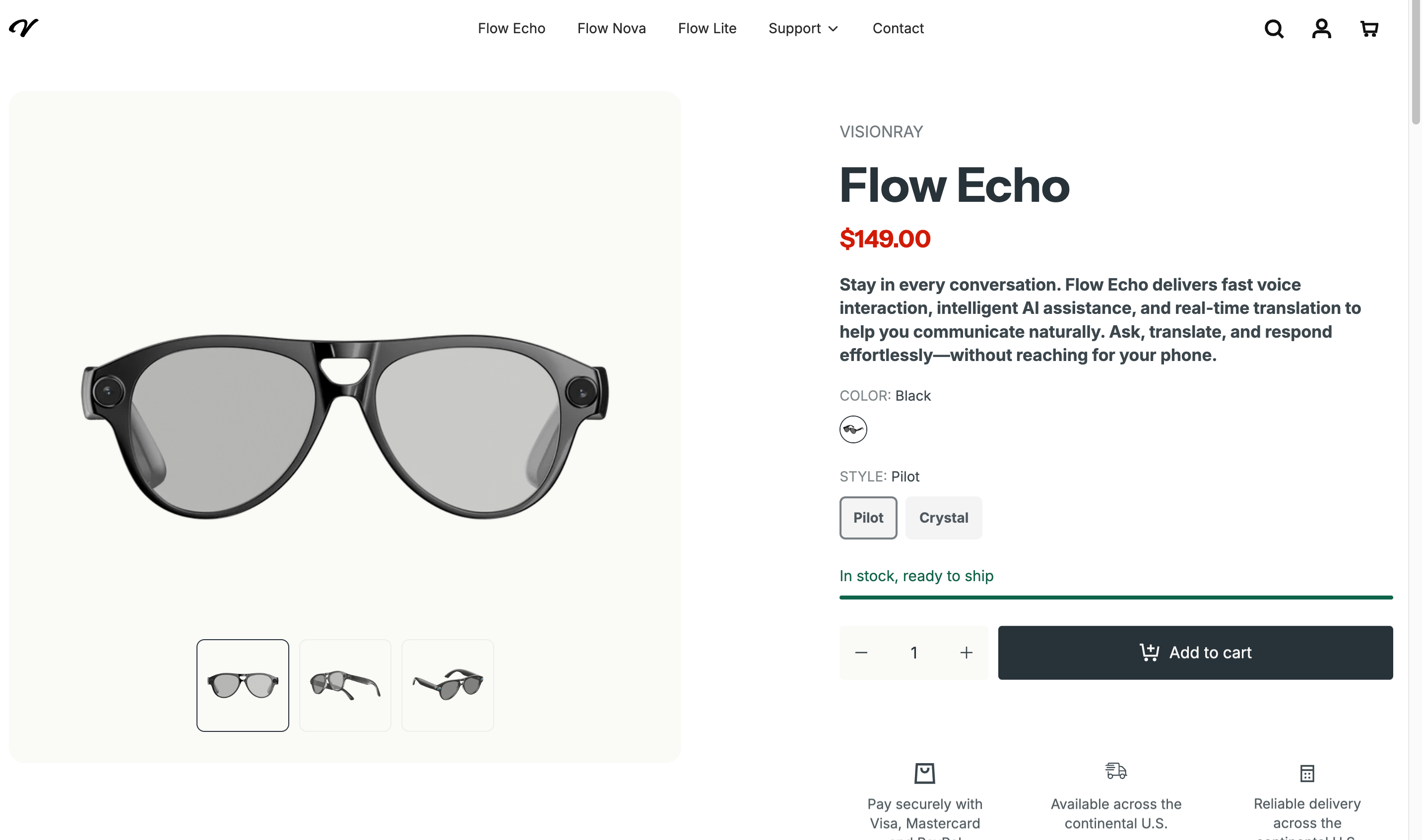 最新资讯大朋旗下VisionRay Flow Echo AI太阳镜海外开售，支持4K拍摄与80+语言实时翻译