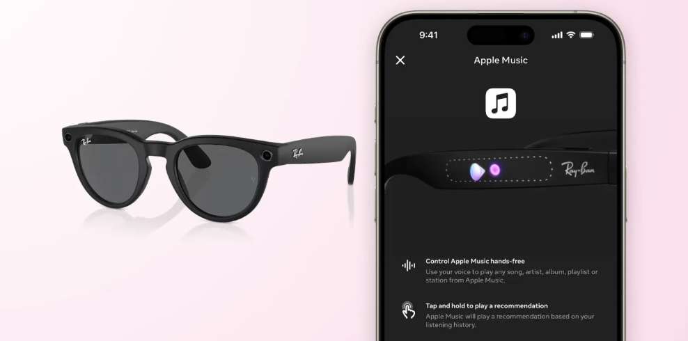 Meta智能眼镜Ray-Ban开始支持Apple Music