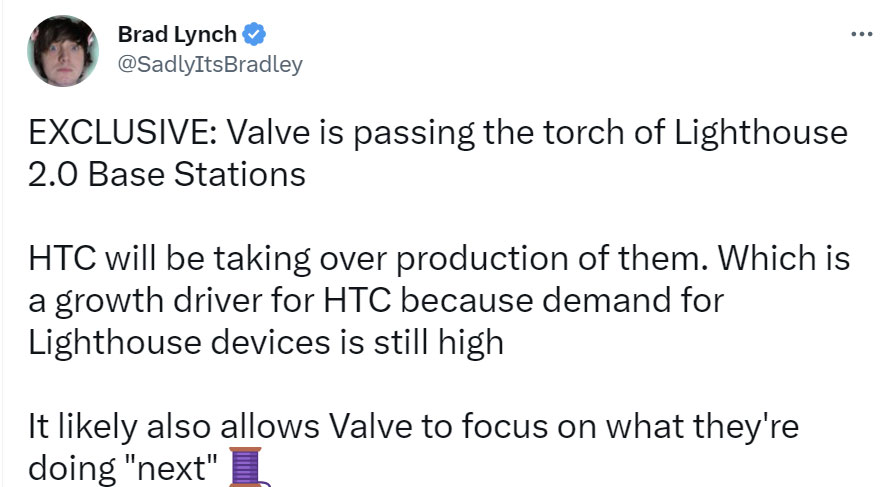 传Valve将把SteamVR定位器 2.0移交给HTC代工