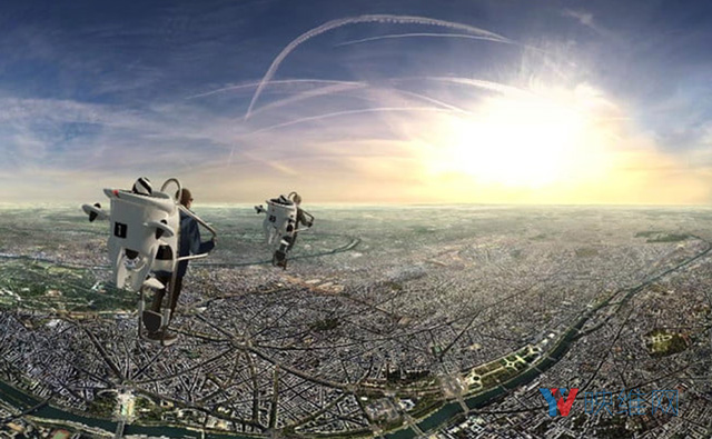 FlyView用50个喷气背包和VR头显，让游客在巴黎空中傲游观光