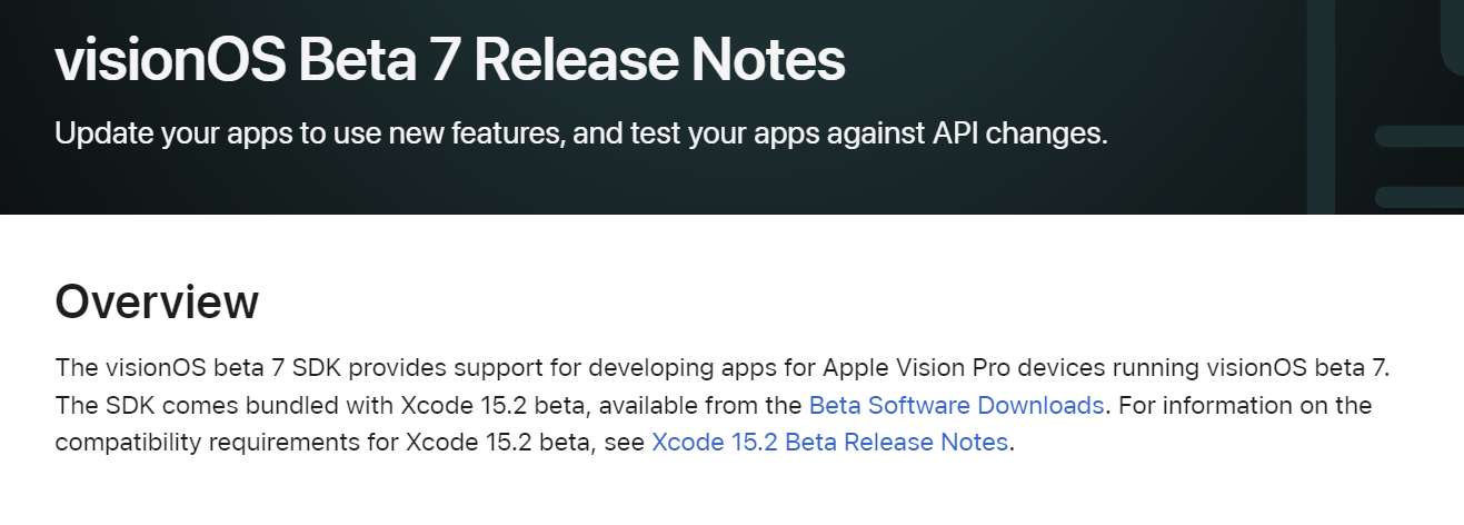 苹果发布 visionOS Beta 7
