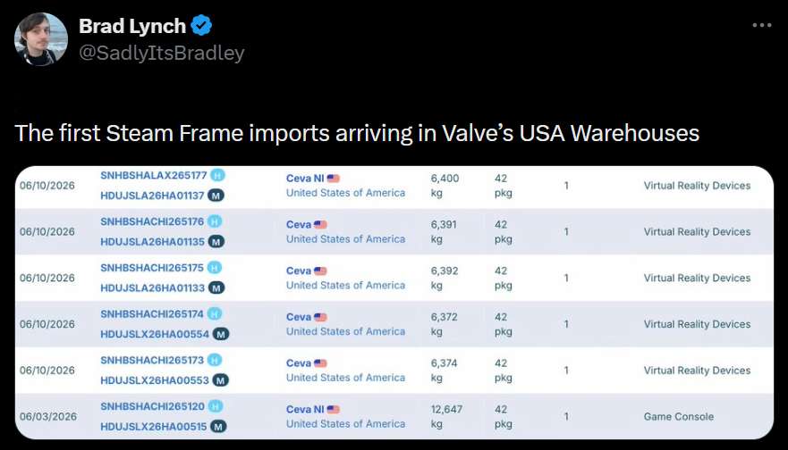 发售在即，首批Steam Frame已运抵美国