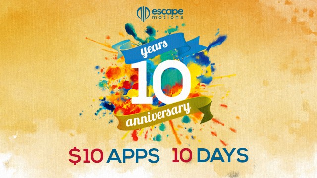 Escape Motions 10周年纪念促销 – 以真实感见长的绘画软件 Rebelle 5 以及可进行特殊绘制的 FlamePainter 4、Amberlight 2 等创意工具，限时10天全部仅售$10（1,500日元）！！！