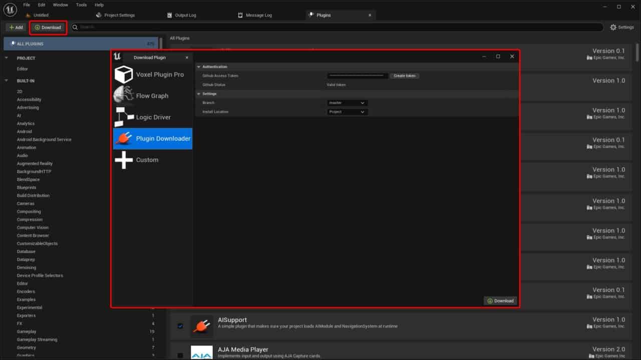 Plugin Downloader – 可在 UE 设置画面上轻松更新发布于 Github 等处的开源插件的免费插件！