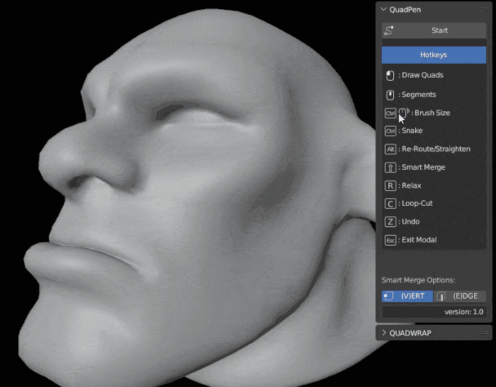 Quadpen v1.0 – AFX推出可通过笔刷生成方形多边形的Blender 3.5重拓扑工具插件！