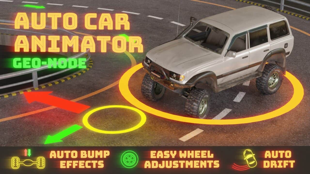 Auto Car Animator – 利用 Blender 的 Geometry Nodes 构建的汽车绑定与动画制作系统发布！
