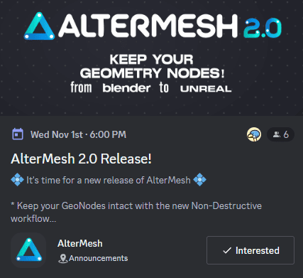 AlterMesh 2.0——在Unreal Engine上处理Blender Geometry Nodes的插件下一版本预计将于2023年11月发布！可在运行时和电影镜头中运行！