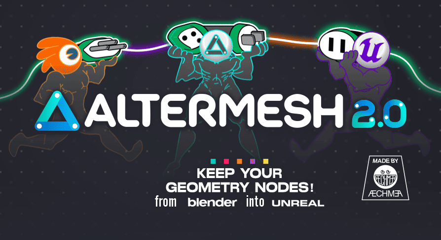 AlterMesh 2.0 – 在 Unreal Engine 5 上运行 Blender Geometry Nodes 的插件重大更新版公开！已在 UE 市场开始销售！