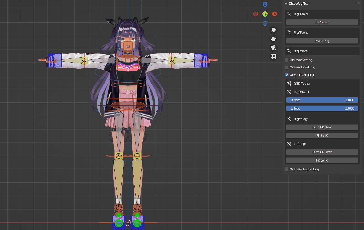 DistroRigPlus α – 为 Vroid＆VRM＆PMX 等发布模型添加骨骼的 Blender 插件免费公开！α版仅支持 Vroid！
