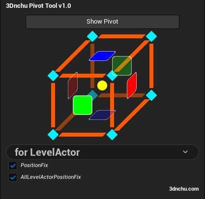 3Dnchu Pivot Tool for UE5 – 我制作并公开了一个简单工具，可以通过 Unreal Engine 的 Geometry Script 将 Pivot 位置调整到包围盒！