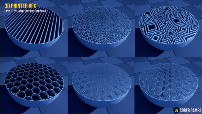 3D Print VFX Pack – 可在 Unreal Engine 5 中实现 3D 打印输出中表现的材质与 BP 资源包