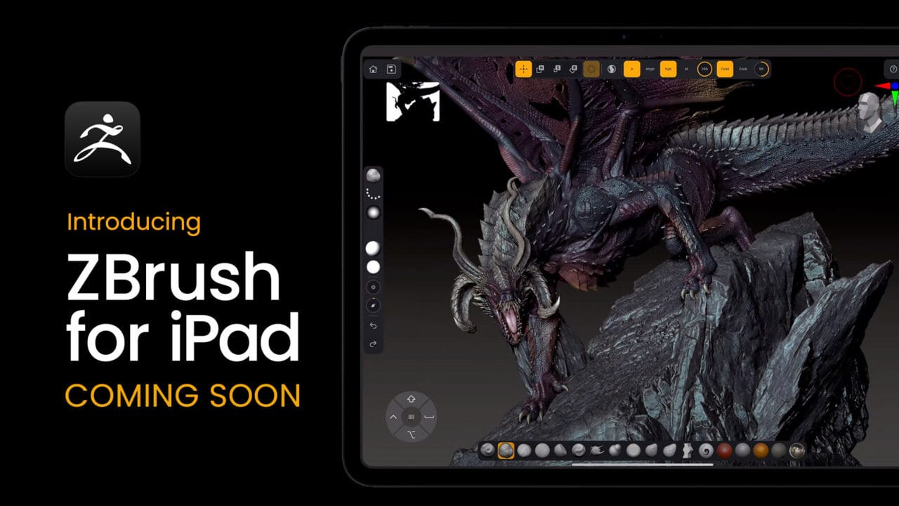 ZBrush for iPad – 在 Apple 的 iPad 发布活动中也一闪而过的 iPad 版 ZBrush！目前官网可申请 Beta 测试者！