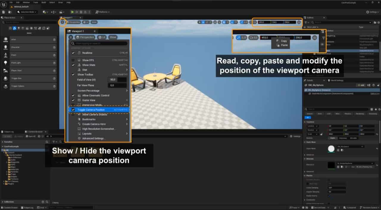 Editor Camera Position – 可将视口的摄像机坐标可视化的免费且开源的 Unreal Engine 5 插件！