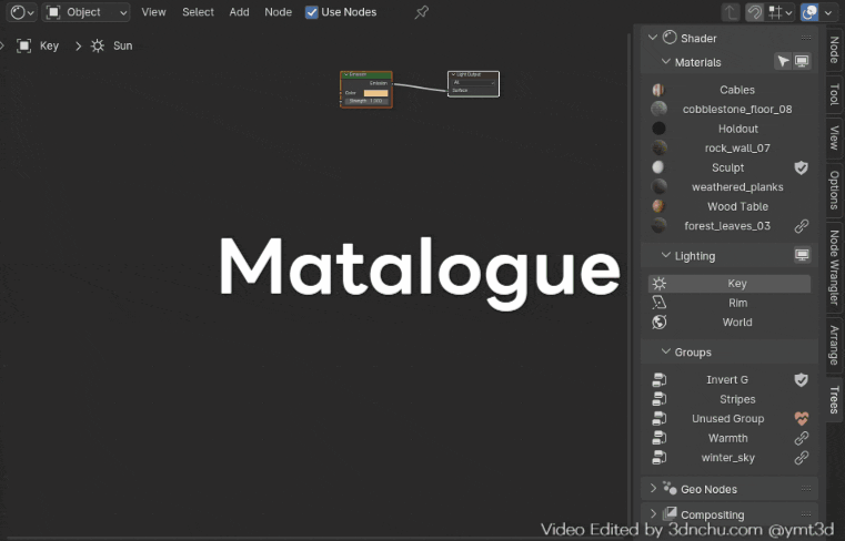 Matalogue – 让你能从一个面板查看所有节点树并快速切换的免费 Blender 插件！