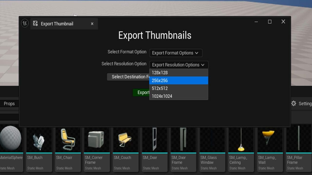Thumbnail Exporter – 可批量导出内容浏览器中存在的资产缩略图的 Unreal Engine 5 免费插件！
