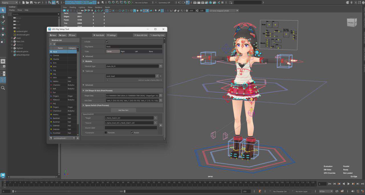 UZURIG 2 – 面向游戏开发设计的 Maya 模块化绑定系统发布！免费且可商用！