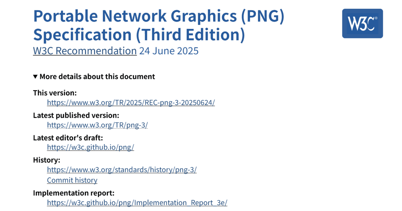 PNG 第3版 – 下一代PNG格式规格成为W3C推荐！支持HDR・动画・Exif，进化为“面向现代的PNG”！时隔约20年的更新！
