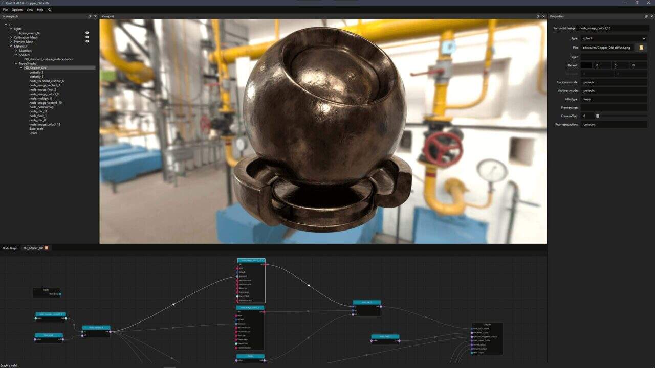 QuiltiX v0.8 – 用于编辑和创建基于 MaterialX 的材质的节点式编辑器！开源且免费！支持 OpenPBR！