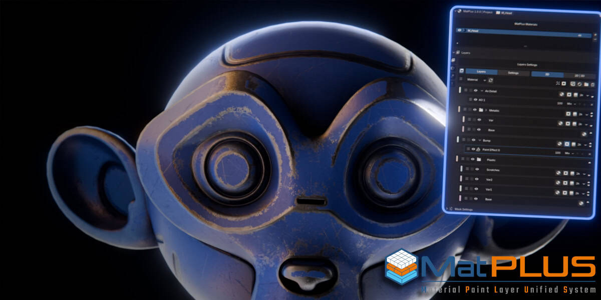 MatPlus 1.0 – 受 Substance 3D Painter＆ArmorPaint＆Mari 等启发开发！可进行非破坏图层管理以及烘焙和绘制的全能纹理处理 Blender 插件发布！