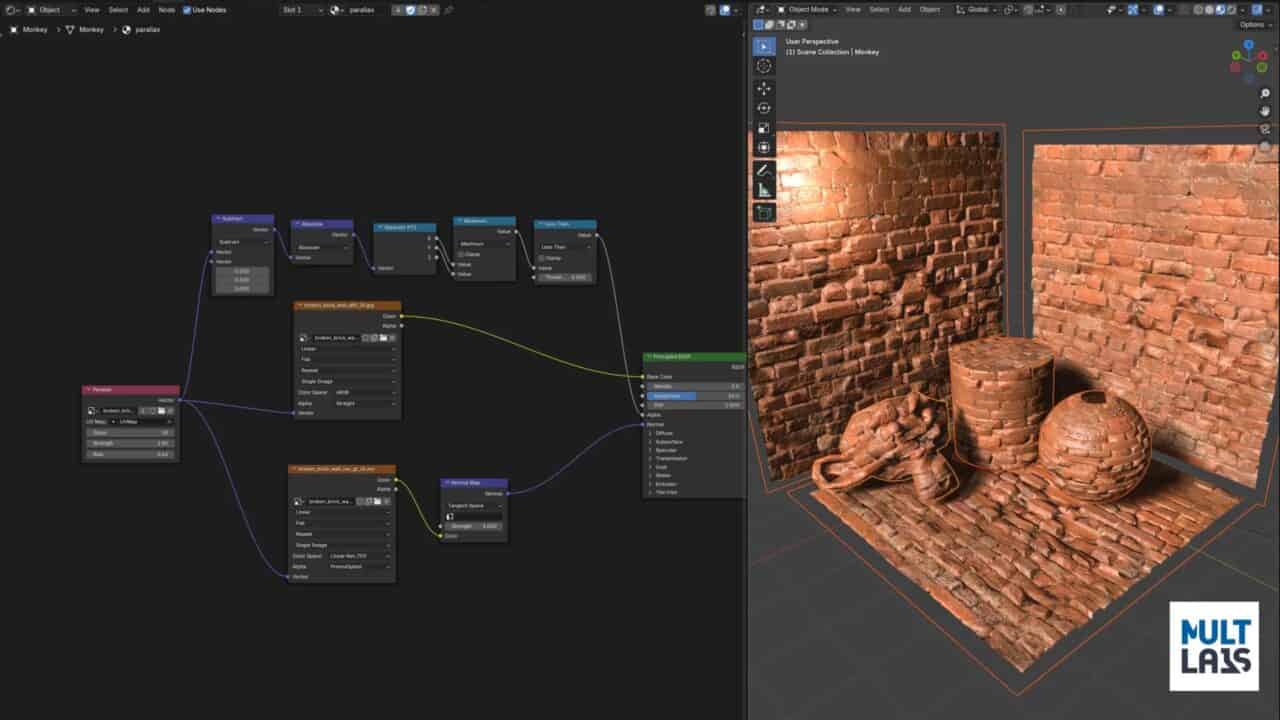 Parallax Node – 可轻松使用的简单易用视差贴图着色器节点，可添加到 Blender 的免费插件！已登场 Extensions！支持 Cycles 和 EEVEE！