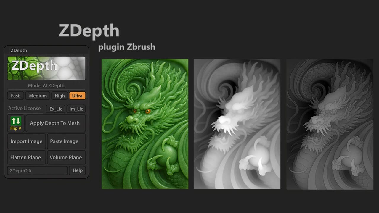 ZDepth Plugin 2.0 for ZBrush – 从一张图像生成深度信息等、可添加凹凸细节的ZBrush插件最新重大更新发布！
