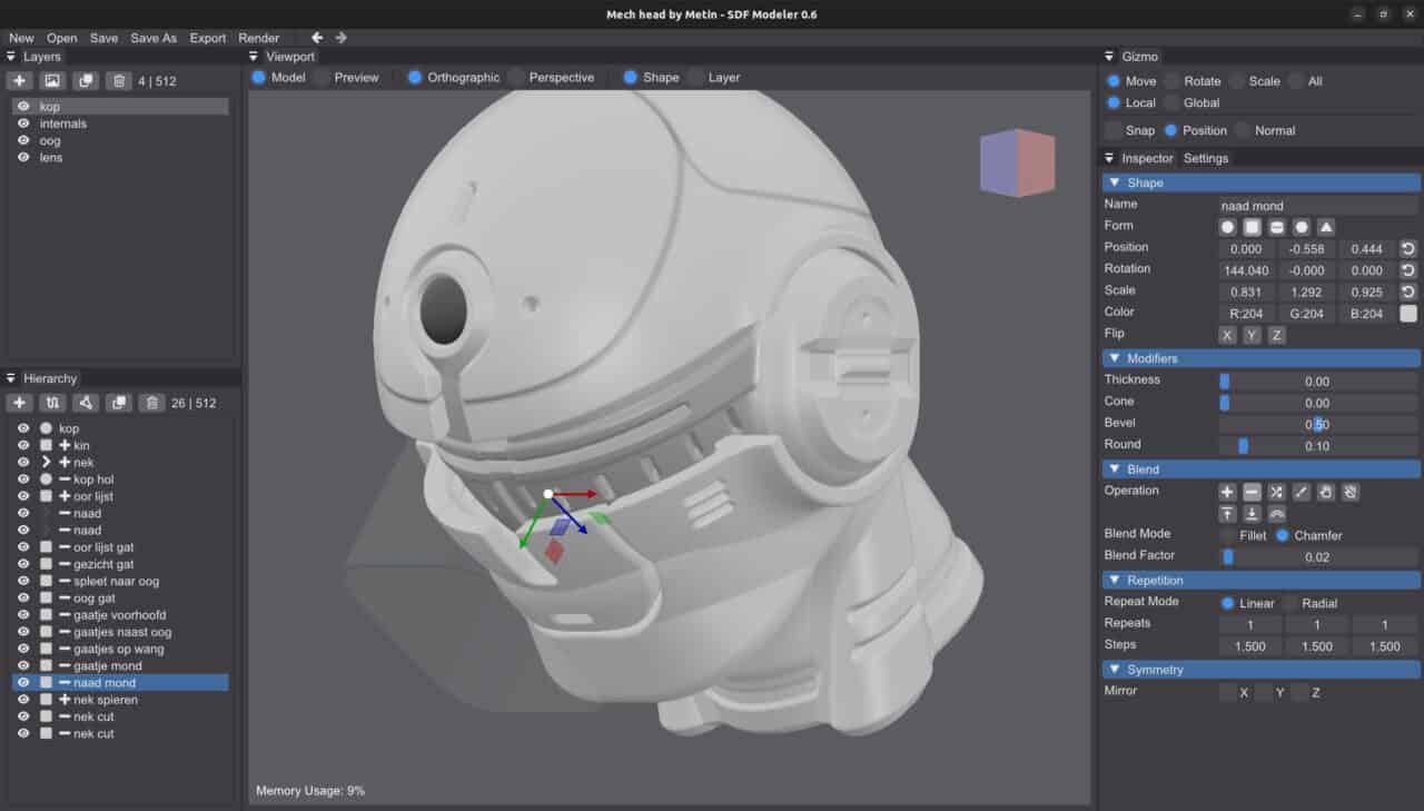 SDF Modeler v0.6 – 轻量动起来的免费 SDF 建模工具最新更新！支持多边形工具和图层实例！支持 Maya 和 C4D 风格的摄像机操作！Windows＆Mac＆Linux！