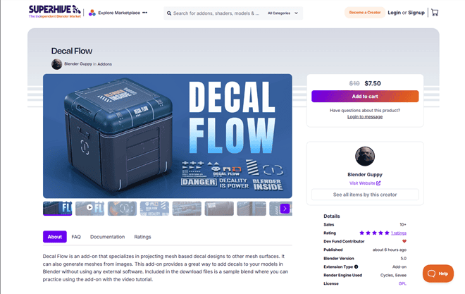 Decal Flow v1.0 | 可创建不依赖纹理的、基于网格的贴花并贴到其他对象上的 Blender 插件发布！也可从图片创建贴花！