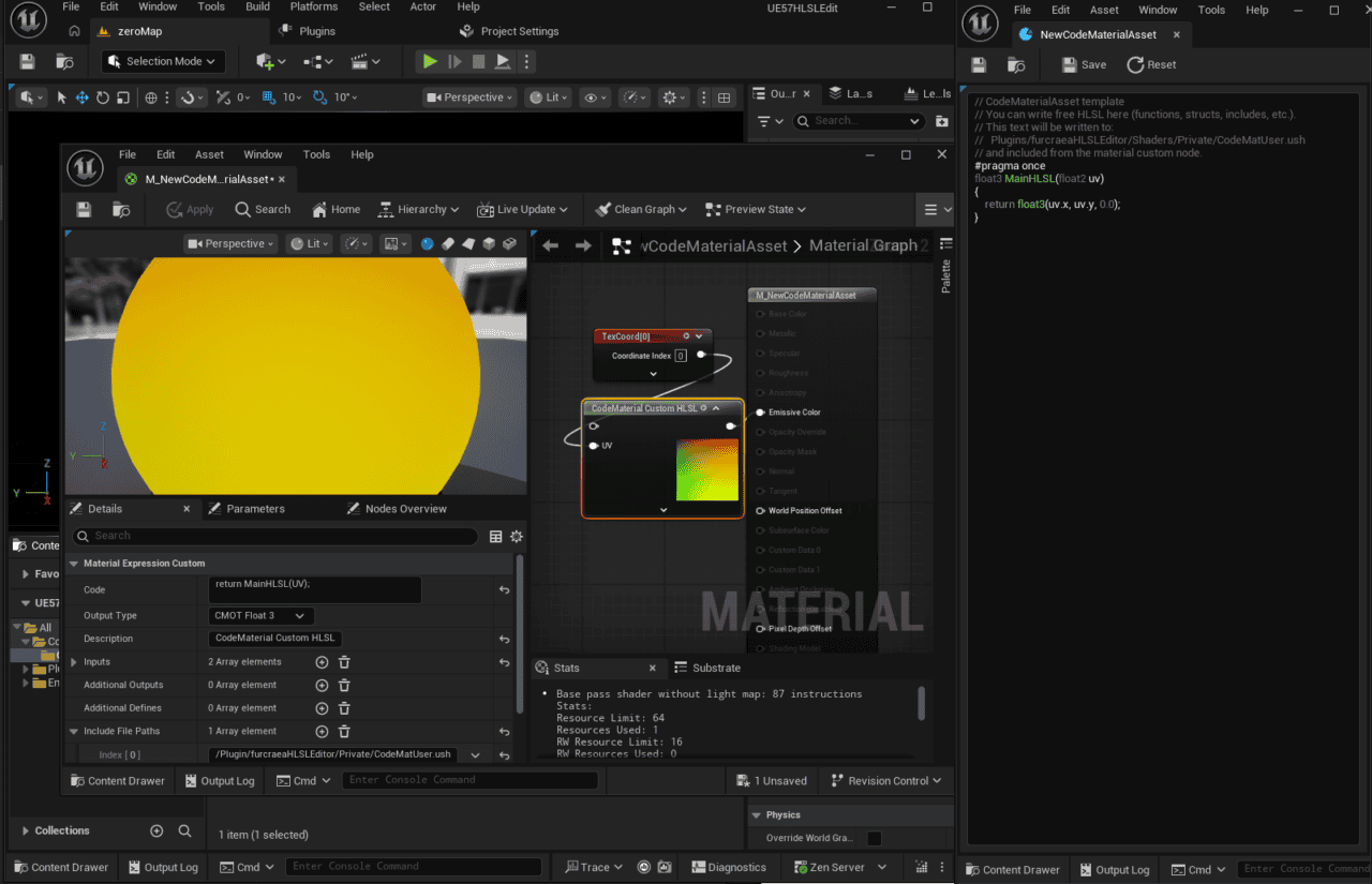 furcraeaHLSLEditor | 让在 Unreal Engine 上构建 HLSL 自定义着色器更轻松的免费插件！