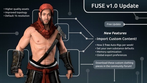 Fuse v1.0 已发布 – Mixamo 的角色生成工具在 Steam 正式发布！也支持导入自定义内容！现正 50% 折扣促销中！
