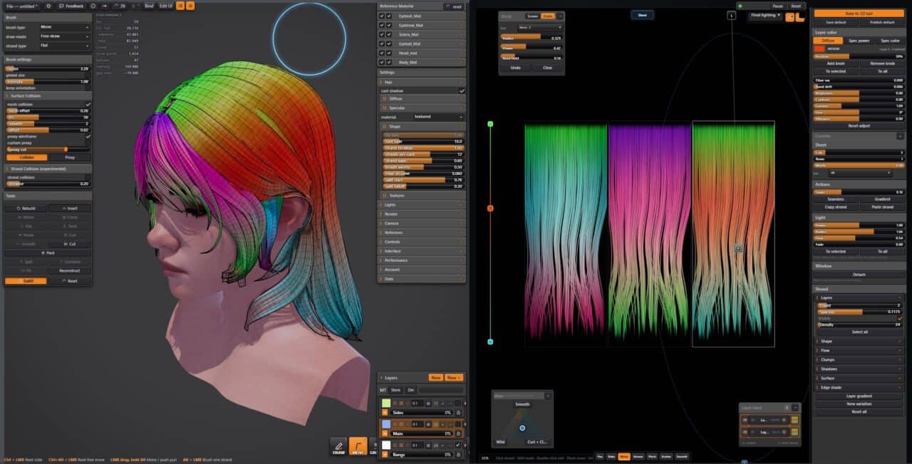 LCS.hairDesigner | 仅用浏览器实时进行头发整理！还搭载三股辫生成和纤维纹理编辑等功能的 Web 版 3D 头发制作工具！招募 Beta 参与者中！