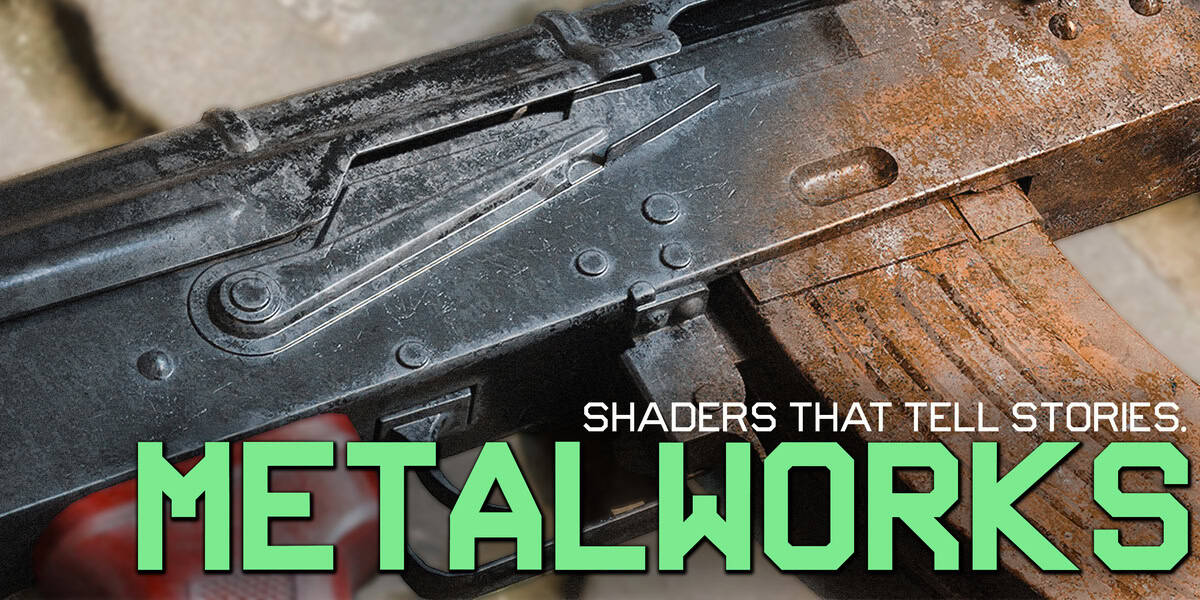 MetalWorks | 收录170种以上金属材质预设！可通过程序化构建并烘焙锈蚀・划痕・污渍・掉漆等效果的Blender插件！
