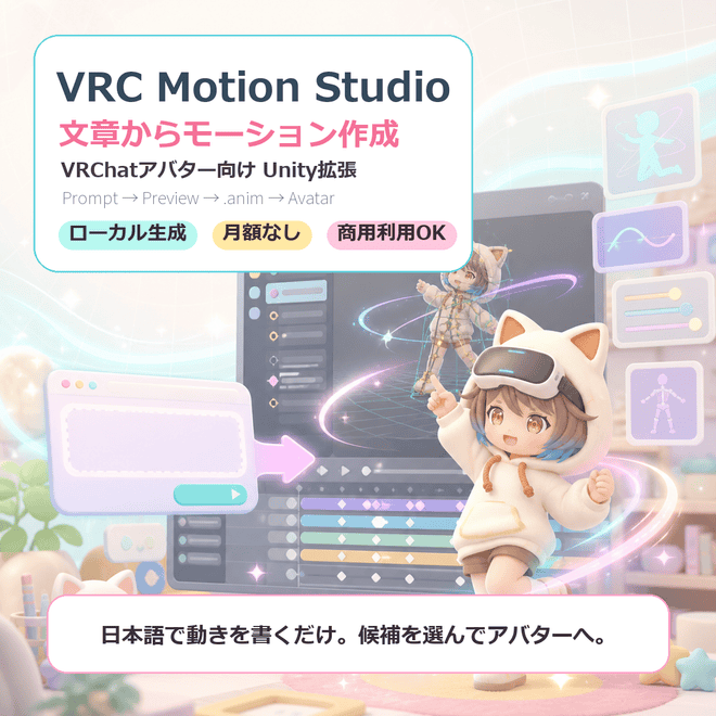 VRC Motion Studio | 可从文章和照片・视频生成并编辑面向 VRChat 的动作的本地 AI Unity 扩展