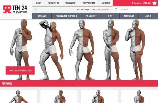 3D Scan Store – Ten24推出用于销售高品质3D扫描数据的新网站开张！