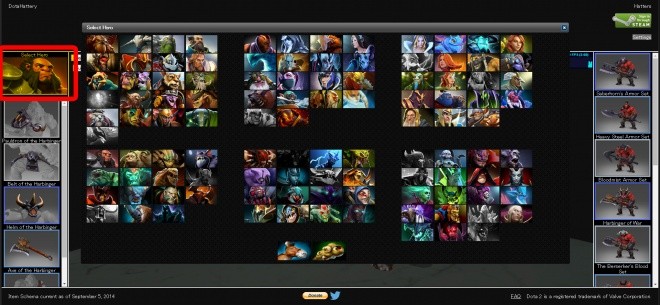 DotaHattery – 可在浏览器上切换装备并查看带待机动作的 Dota2 角色模型的网站！