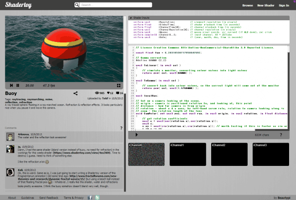 Shadertoy – 可在浏览器上构建并共享实时着色器的服务！还会用 WebGL 渲染出美丽的画面！