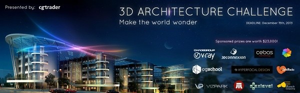3D Architecture Challenge – 由CGTrader举办的3D建筑比赛开赛！胜者还能获得V-Ray等豪华奖品！