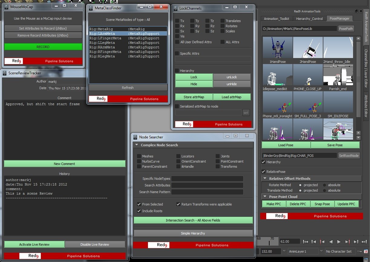 Red9 StudioPack 1.2.9 – 面向绑定师与动画师的 Maya 超多功能工具包，支持姿势管理和鼠标 MoCAP 等！