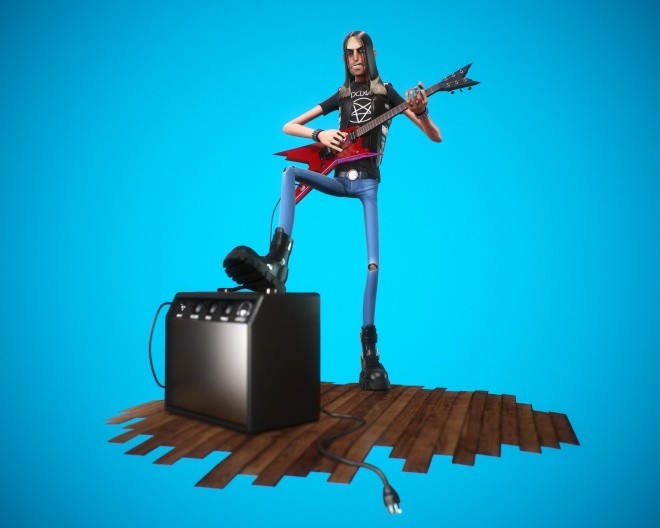 Metal Johnny – 3D角色艺术家Xavier Coelho-Kostolny氏无偿公开金属吉他手的模型数据与Marmoset Toolbag 2场景文件！