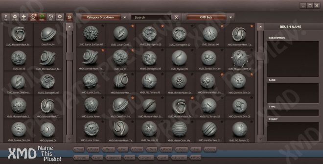 XMD Lifetime Membership – Michael Dunnam氏的800+高质量雕刻笔刷套装可终身使用权！＆ZBrush用笔刷管理插件！