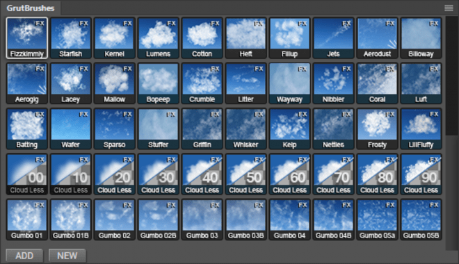 Cloud FX GrutBrushes – 不是印章哦！支持笔压的 Photoshop 云（云朵）绘画笔刷工具套装！