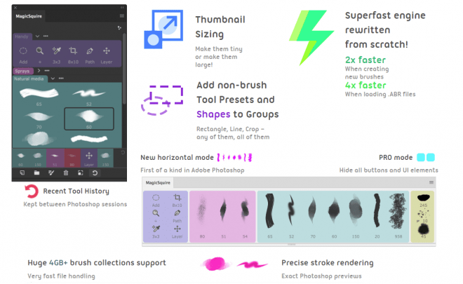 MagicSquire 2.0 – 可在全新重构后高速化的 Photoshop 画笔管理／整理工具新版本！Win＆Mac