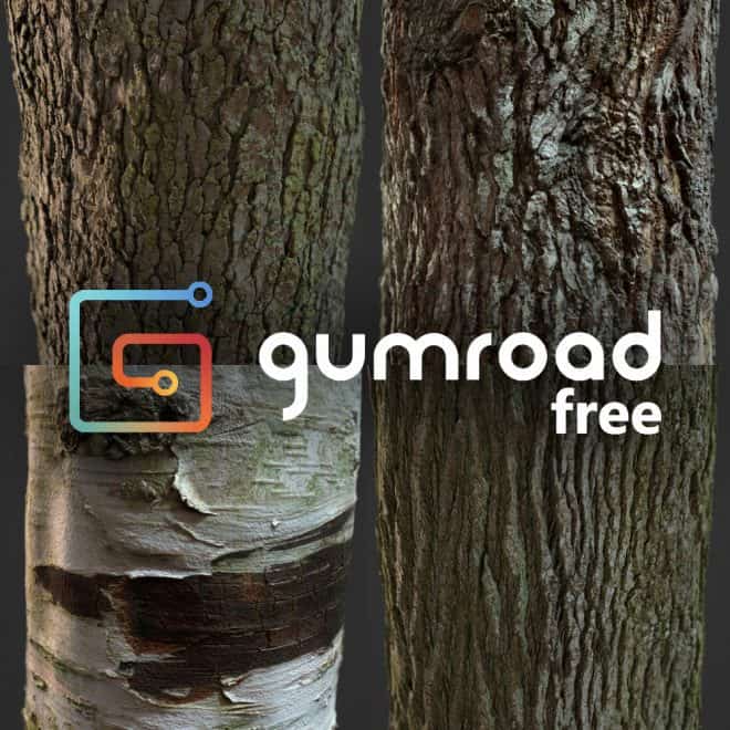 Free Photogrammetry Tile Textures Bark Pack 01＆02 – 免费啦！木质摄影测量平铺纹理2包！可在 Gumroad 获取！