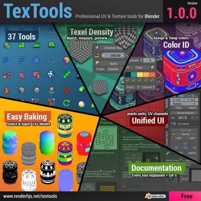 TexTools 1.0.0 – UV展开＆纹理制作效率提升！一直在不断进化的 Blender 免费插件终于迎来正式版本！
