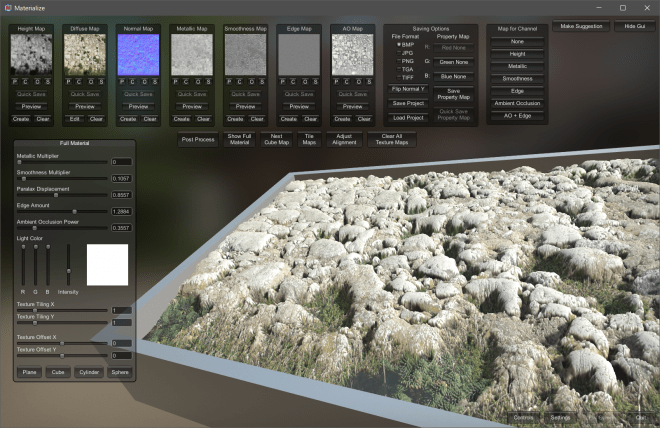 Materialize – 可从一张图片生成各种纹理（Height、Metallic、Smoothness、Normal、AO、Edge等）的软件！免费！